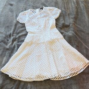 White Lace Short Sleeve Dress